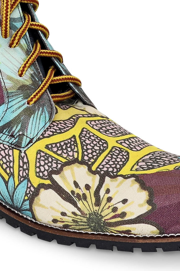 Purple Canvas Hand-Painted Boots by KANVAS at Pernia's Pop Up Shop
