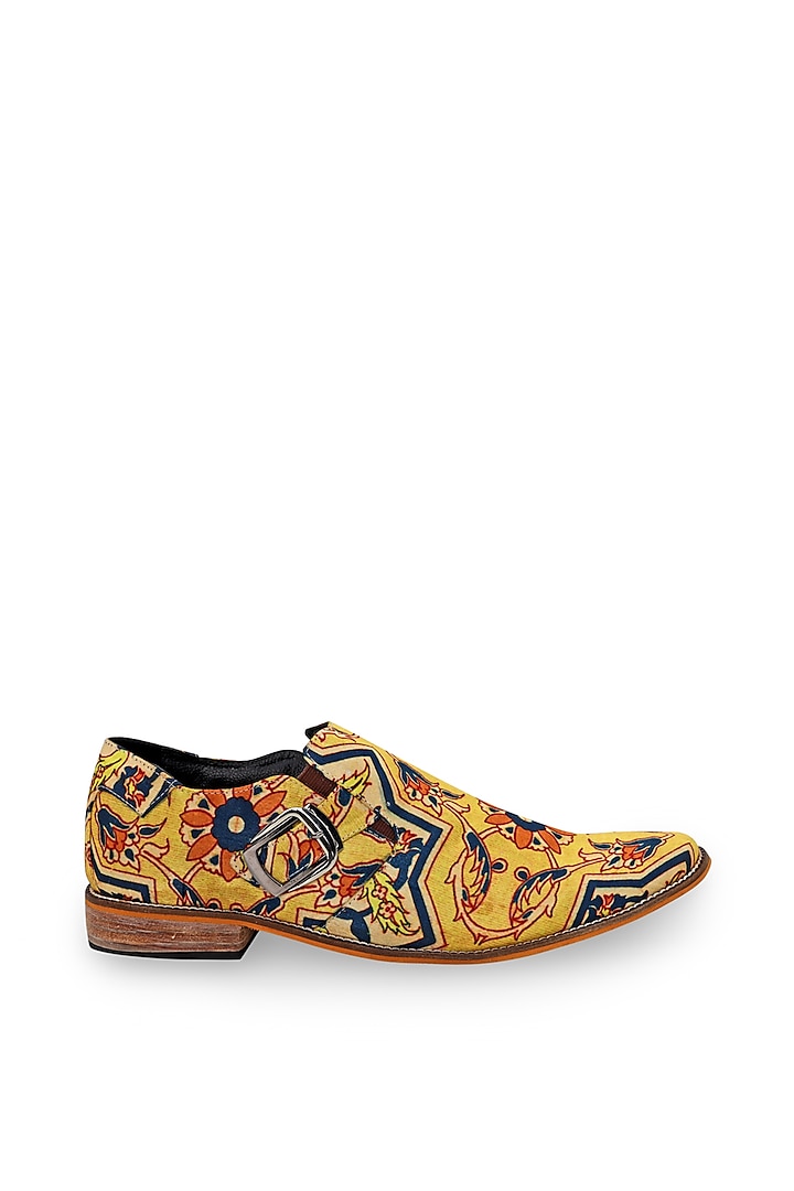 Yellow Silk Loafers by KANVAS