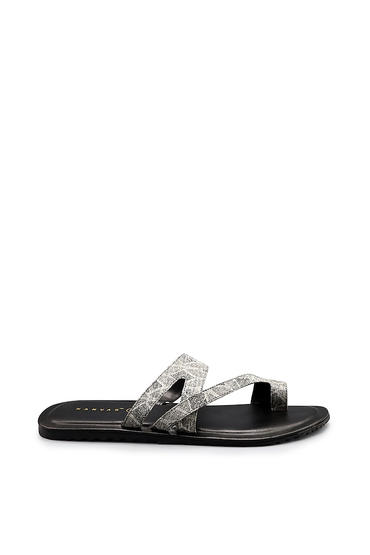 Grey Cotton Sandals by KANVAS