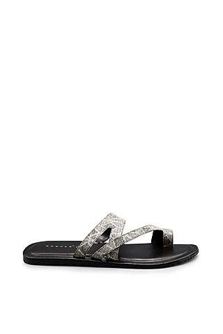Grey Cotton Sandals by KANVAS
