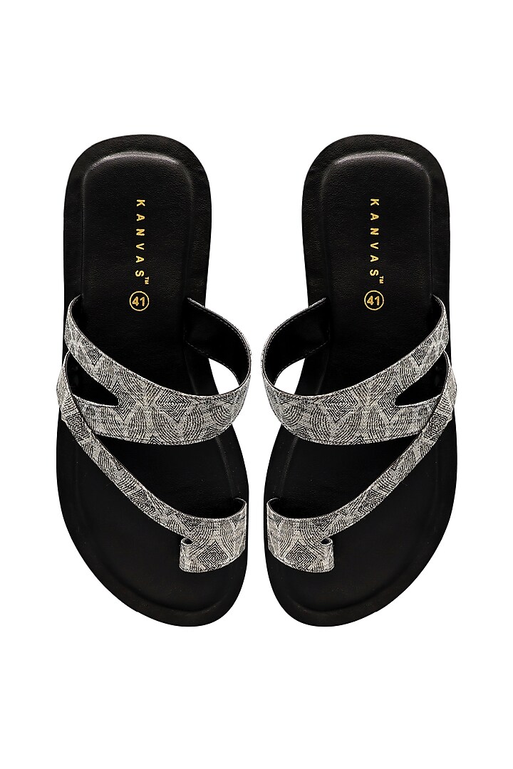 Grey Cotton Sandals by KANVAS at Pernia's Pop Up Shop