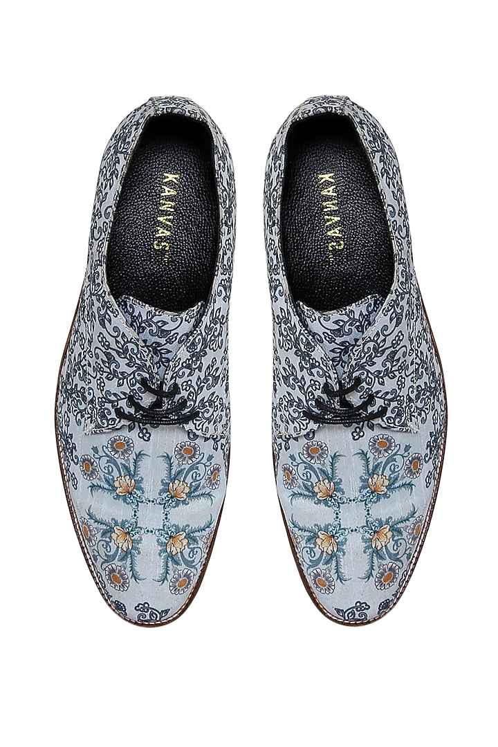 Blue Silk Whole Cut Shoes by KANVAS at Pernia's Pop Up Shop