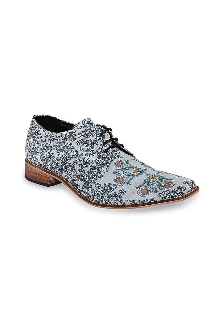Blue Silk Whole Cut Shoes by KANVAS at Pernia's Pop Up Shop