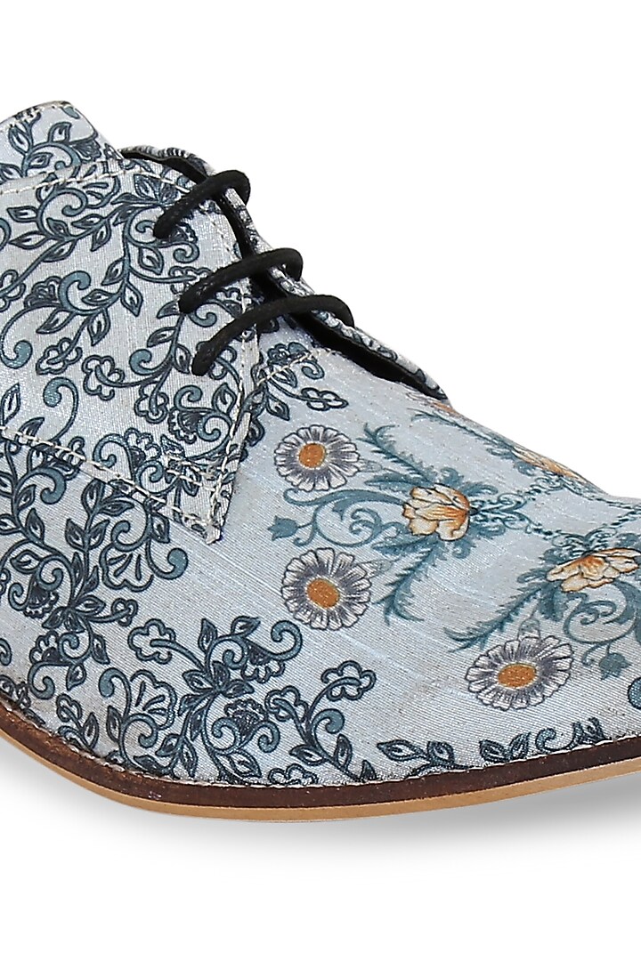 Blue Silk Whole Cut Shoes by KANVAS at Pernia's Pop Up Shop