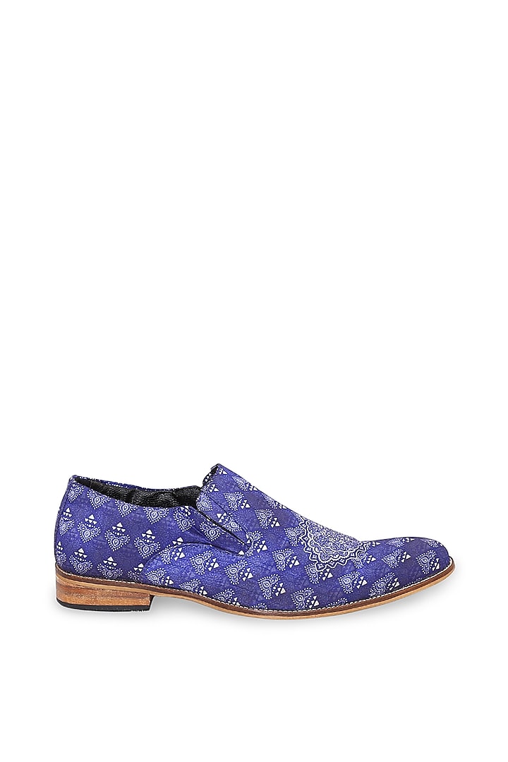 Blue Silk Loafers by KANVAS