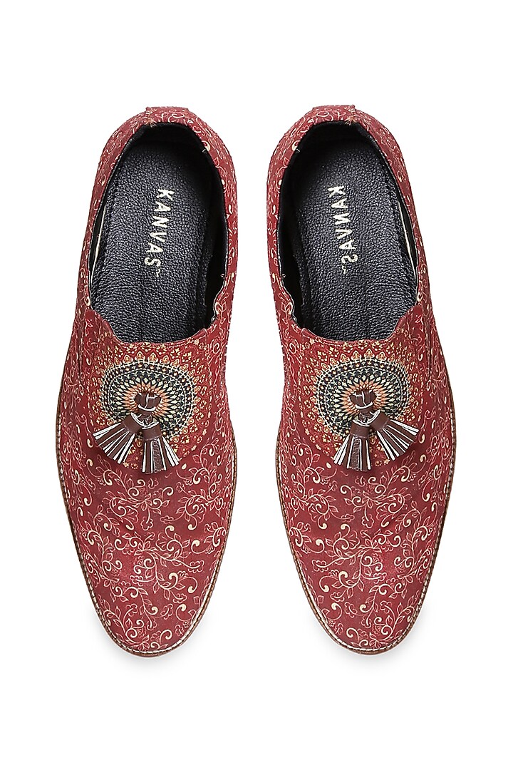 Red Silk Loafers by KANVAS at Pernia's Pop Up Shop