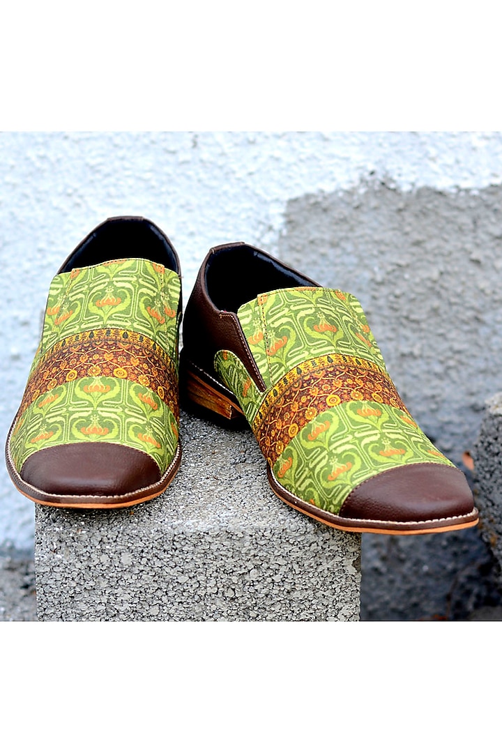 Green Silk Loafers by KANVAS