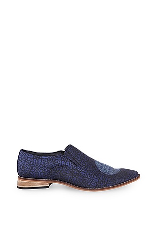 Dark Blue Silk Loafers by KANVAS