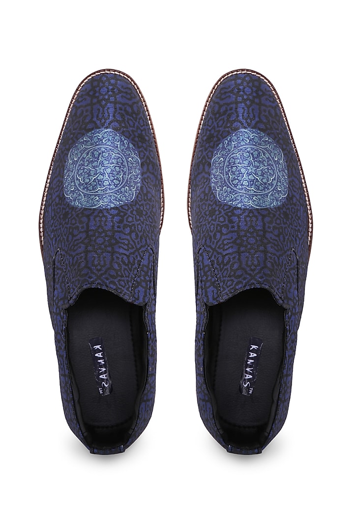 Dark Blue Silk Loafers by KANVAS at Pernia's Pop Up Shop
