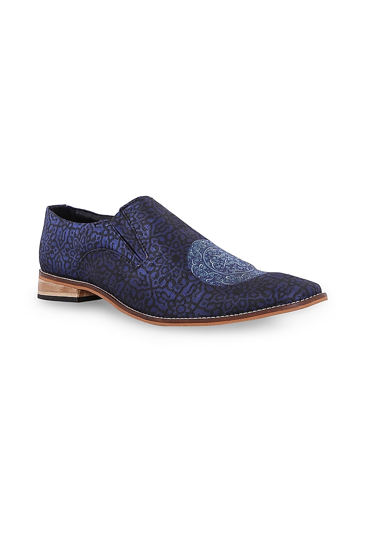 Dark Blue Silk Loafers by KANVAS at Pernia's Pop Up Shop