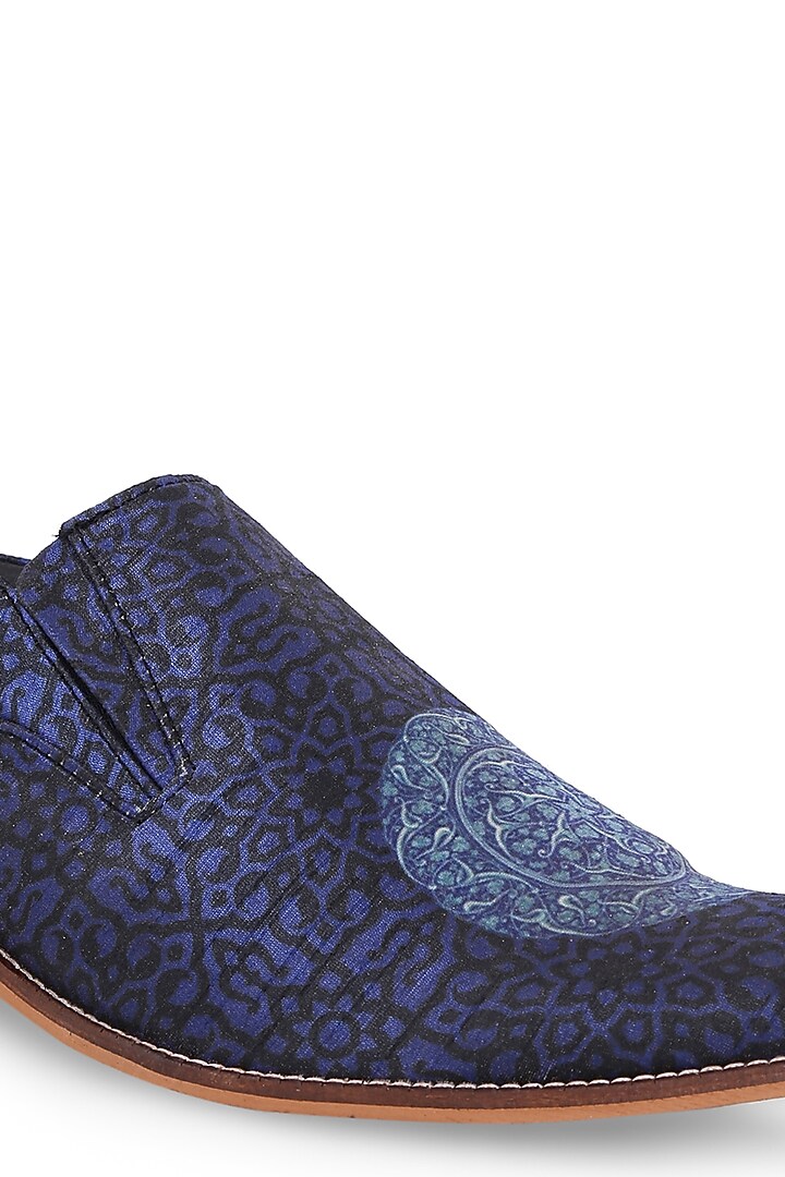 Dark Blue Silk Loafers by KANVAS at Pernia's Pop Up Shop