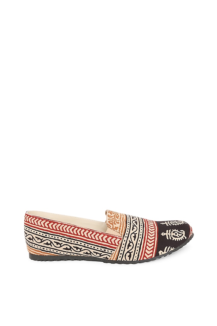Multi-Colored Cotton Printed Moccasins by KANVAS