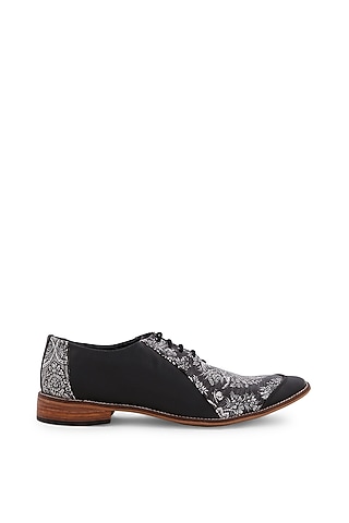 Black Mughal Art Brogues by KANVAS
