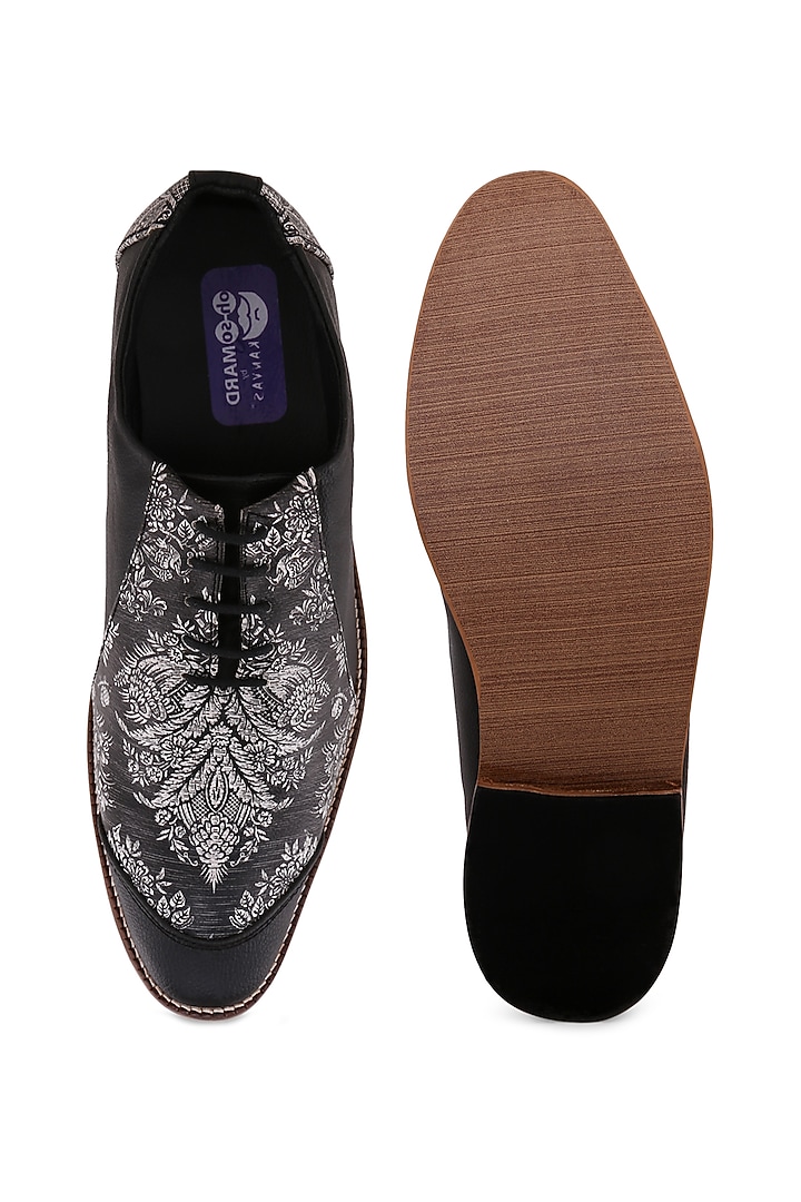 Black Mughal Art Brogues by KANVAS at Pernia's Pop Up Shop