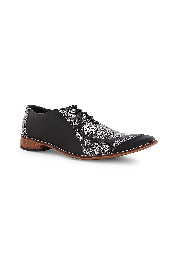 Black Mughal Art Brogues by KANVAS at Pernia's Pop Up Shop