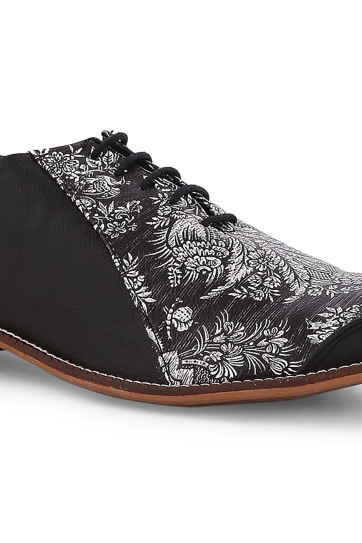 Black Mughal Art Brogues by KANVAS at Pernia's Pop Up Shop
