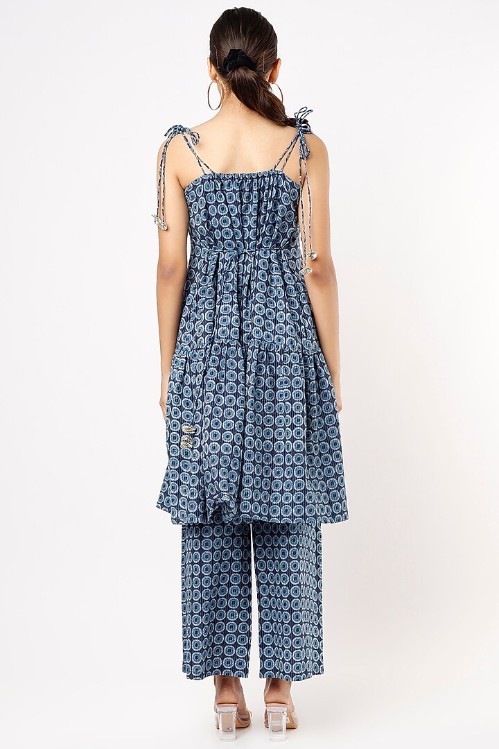 Opal Blue Printed Kurta Set by Kaori By Shreya at Pernia's Pop Up Shop