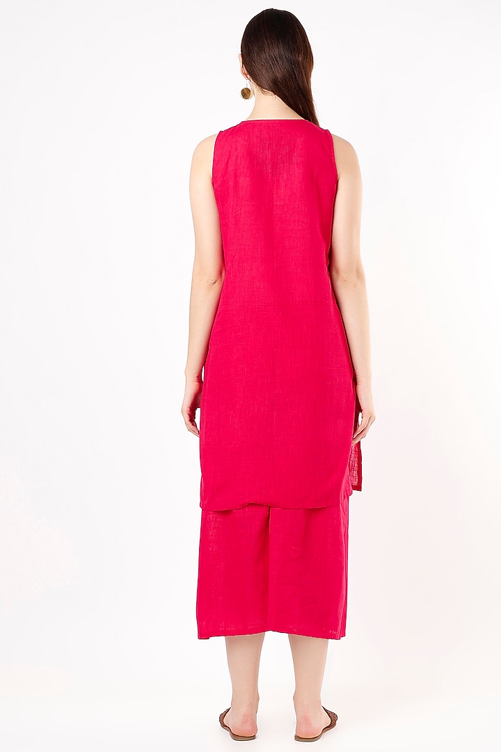 Fuchsia Cotton Kurta Set by Kaori By Shreya at Pernia's Pop Up Shop