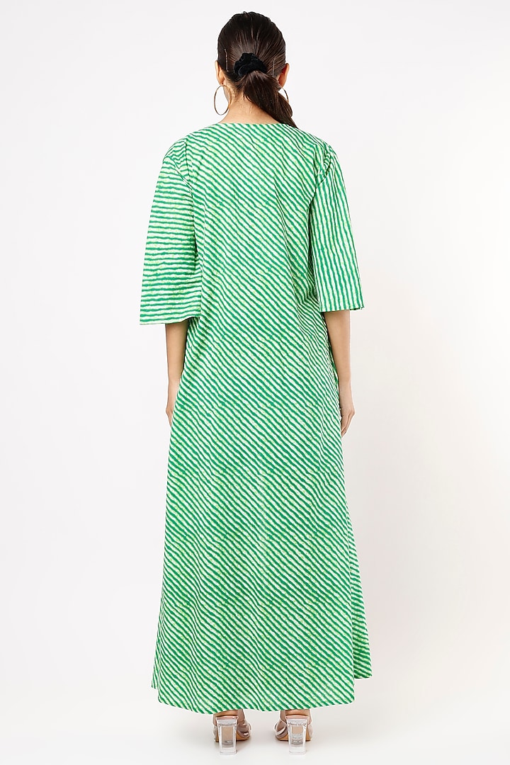 Leaf Green Leheriya Printed Jacket Set by Kaori By Shreya at Pernia's Pop Up Shop
