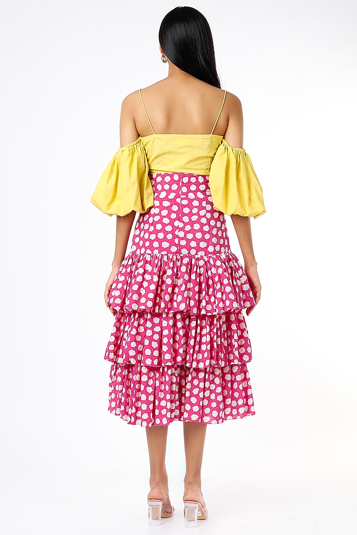 Hot Pink Skater Skirt Set by Kaori By Shreya at Pernia's Pop Up Shop