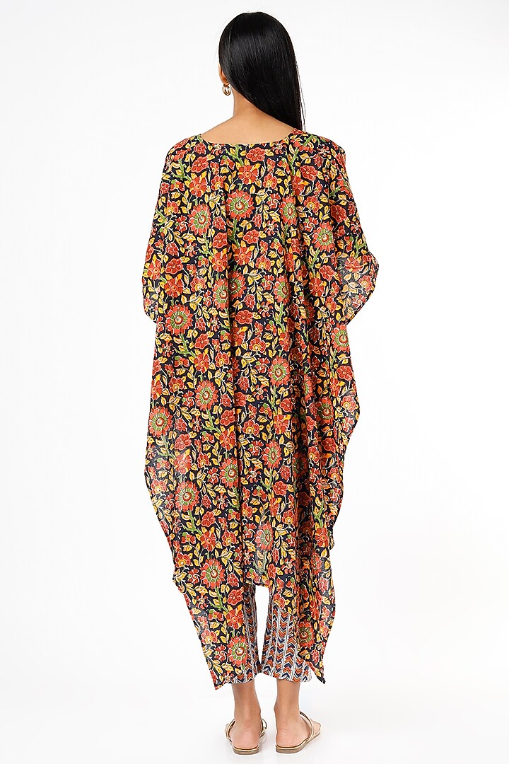 Multi-Colored Cotton Geometric Printed Kaftan Set by Kaori By Shreya at Pernia's Pop Up Shop