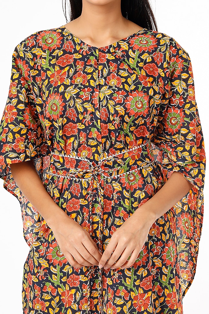 Multi-Colored Cotton Geometric Printed Kaftan Set by Kaori By Shreya at Pernia's Pop Up Shop