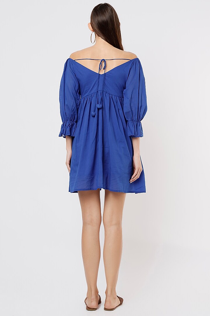 Cobalt Blue Off-Shoulder Summer Dress by Kaori By Shreya at Pernia's Pop Up Shop