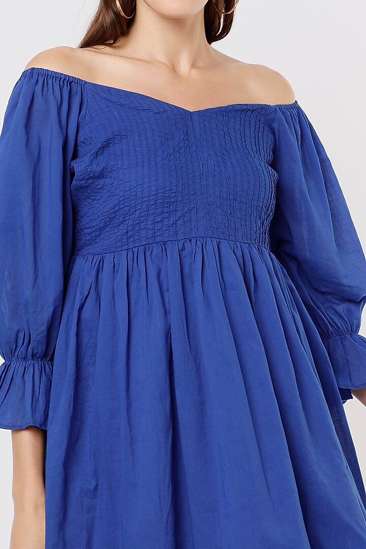Cobalt Blue Off-Shoulder Summer Dress by Kaori By Shreya at Pernia's Pop Up Shop