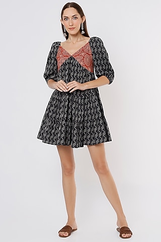 Black Block Printed Dress by Kaori By Shreya