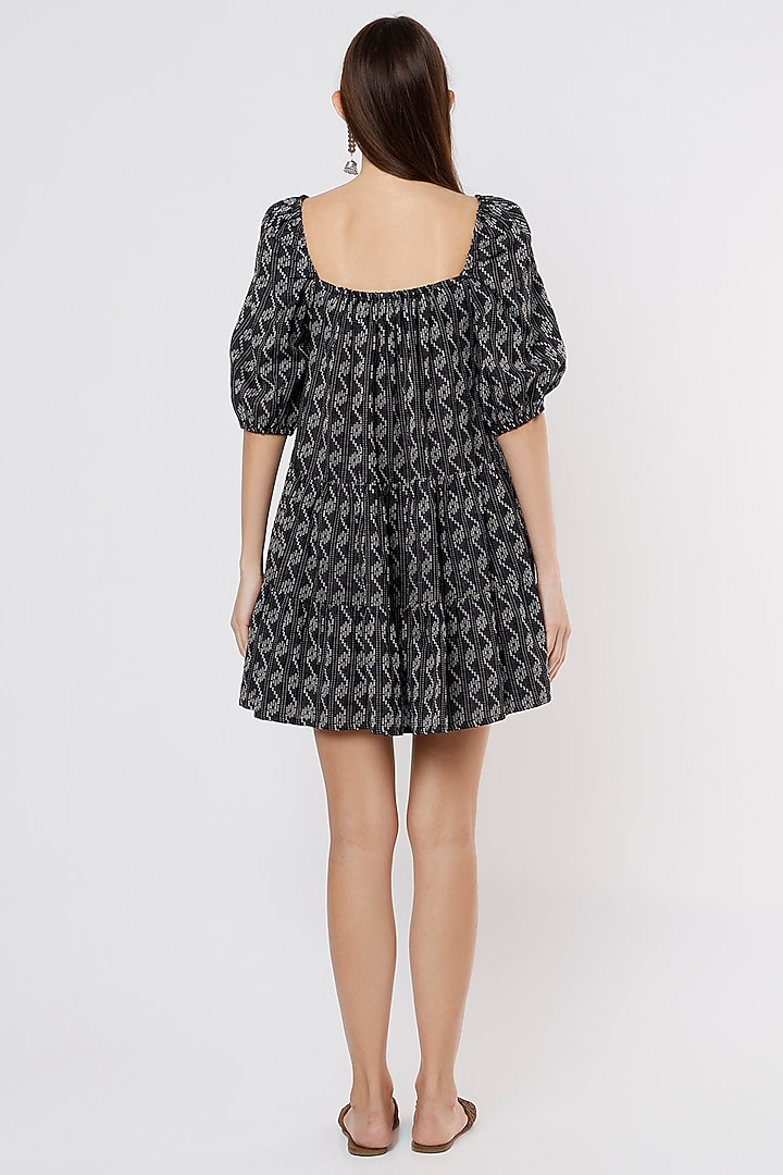 Black Block Printed Summer Dress by Kaori By Shreya at Pernia's Pop Up Shop