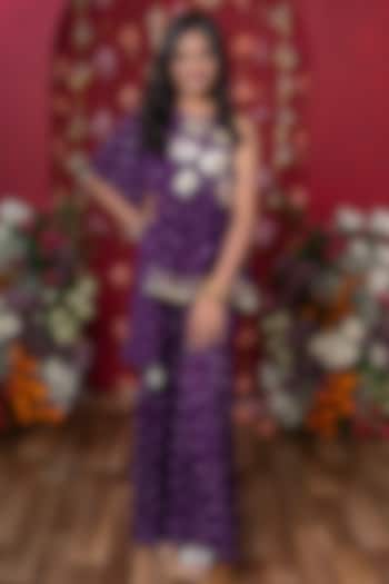 Purple Crepe Chiffon Printed Sharara Set For Girls by Kirti Agarwal Pret n Couture at Pernia's Pop Up Shop