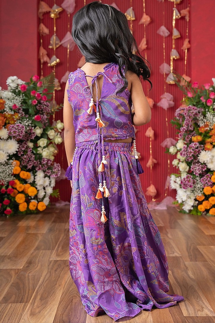 Purple Crepe Printed Palazzo Pant Set For Girls by Kirti Agarwal Pret n Couture at Pernia's Pop Up Shop