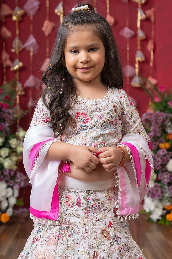 Multi-Colored Georgette & Satin Organza Sequins Embroidered Lehenga Set For Girls by Kirti Agarwal Pret n Couture at Pernia's Pop Up Shop