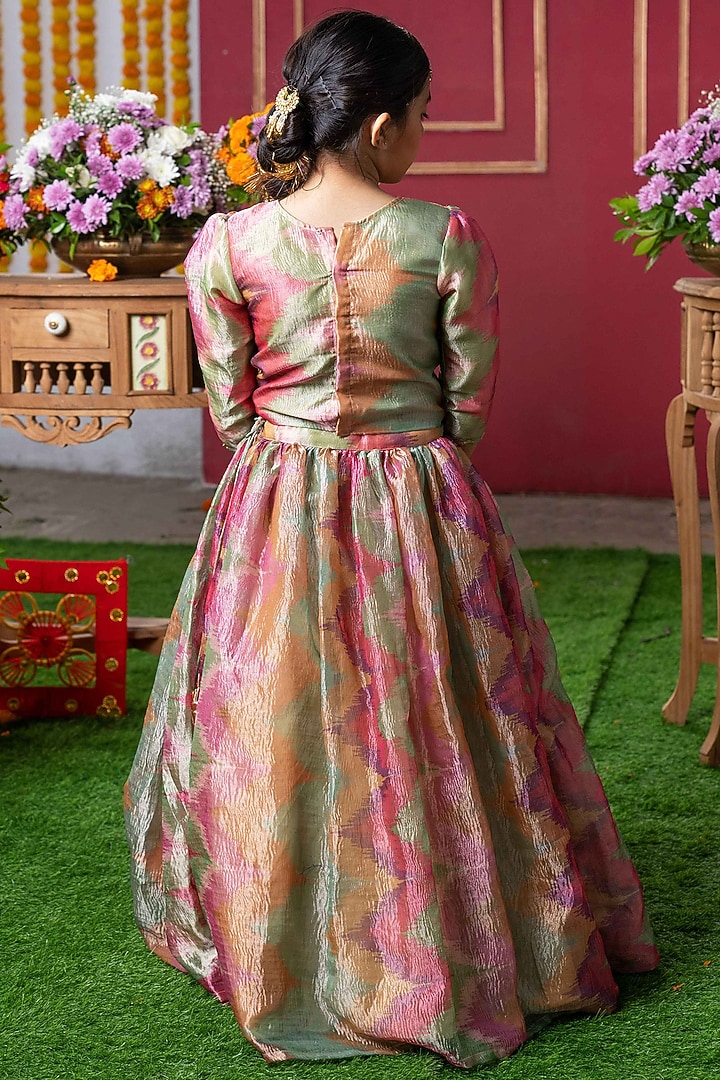 Multi-Colored Tissue Silk Lehenga Set For Girls by Kirti Agarwal Pret n Couture at Pernia's Pop Up Shop