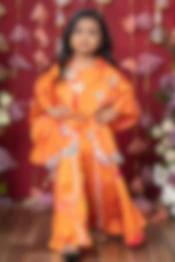 Orange Modal Satin Tie-Dyed Co-Ord Set For Girls by Kirti Agarwal Pret n Couture at Pernia's Pop Up Shop