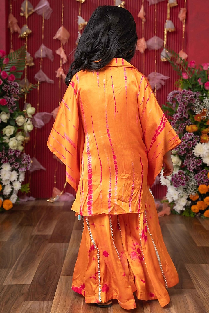 Orange Modal Satin Tie-Dyed Co-Ord Set For Girls by Kirti Agarwal Pret n Couture at Pernia's Pop Up Shop