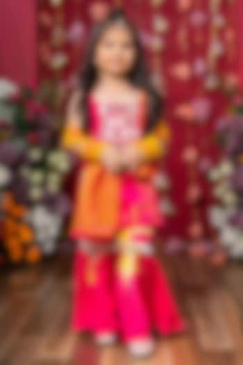 Pink Modal Satin Sharara Set For Girls by Kirti Agarwal Pret n Couture at Pernia's Pop Up Shop