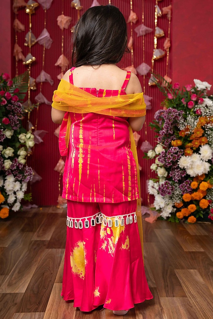 Pink Modal Satin Sharara Set For Girls by Kirti Agarwal Pret n Couture at Pernia's Pop Up Shop