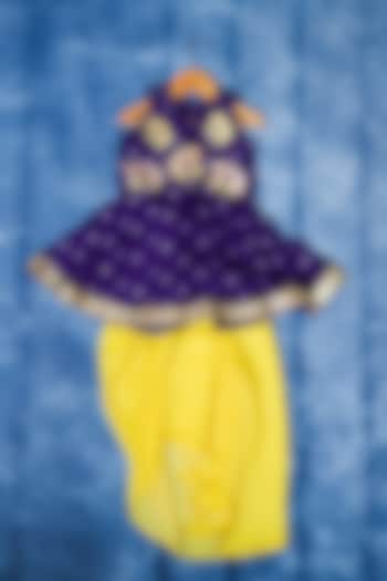 Yellow Satin Silk Dhoti Set For Girls by Kirti Agarwal Pret n Couture at Pernia's Pop Up Shop