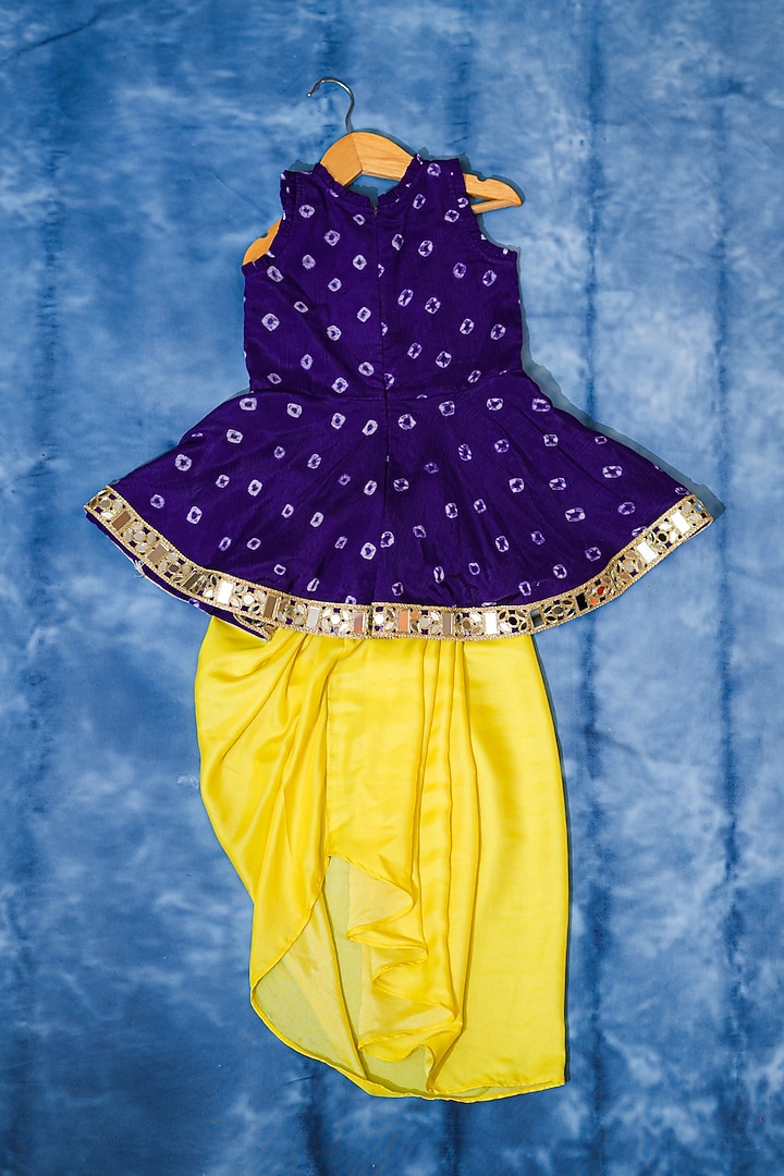Yellow Satin Silk Dhoti Set For Girls by Kirti Agarwal Pret n Couture at Pernia's Pop Up Shop