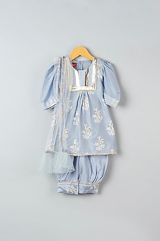 Light Blue Chanderi Embroidered Kurta Set