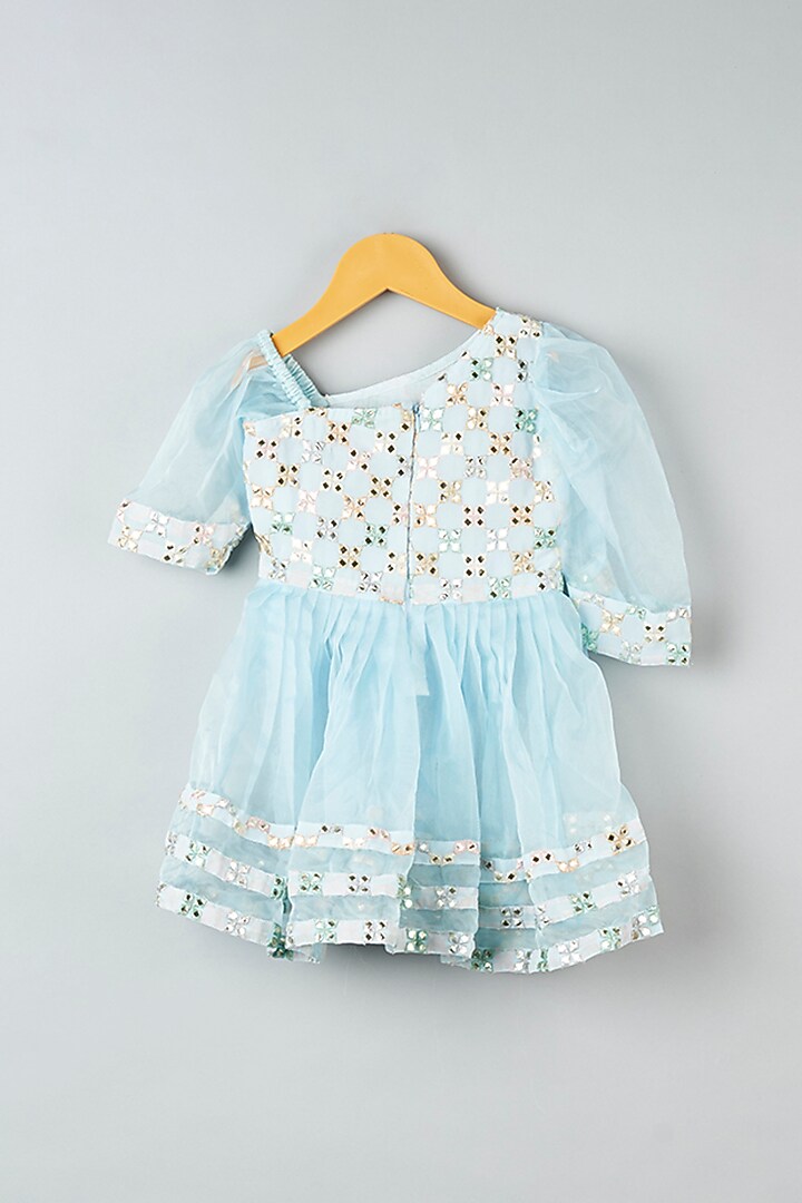 Pastel Blue Embroidered Kurta Set For Girls by Kirti Agarwal Pret n Couture at Pernia's Pop Up Shop