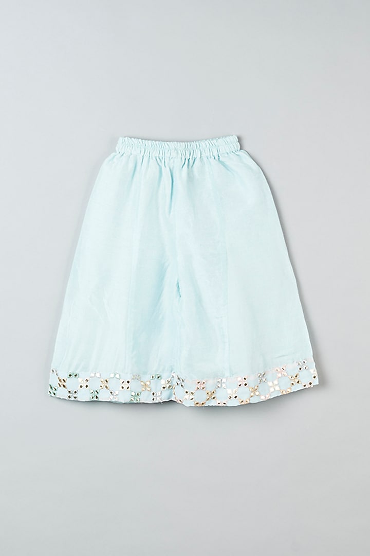 Pastel Blue Embroidered Kurta Set For Girls by Kirti Agarwal Pret n Couture at Pernia's Pop Up Shop