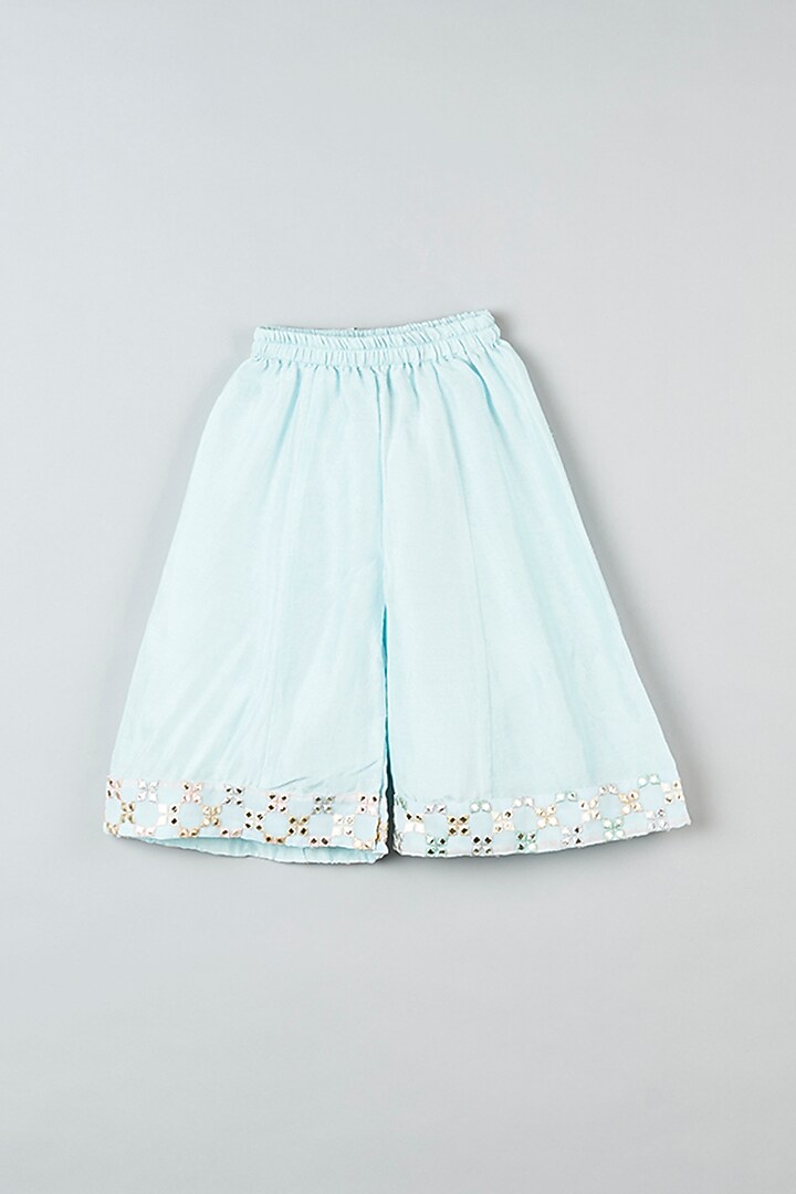 Pastel Blue Embroidered Kurta Set For Girls by Kirti Agarwal Pret n Couture at Pernia's Pop Up Shop