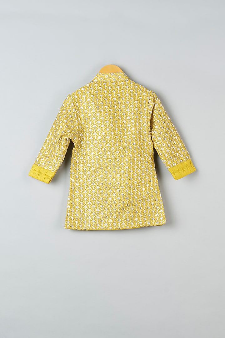 Yellow Embroidered Kurta Set For Boys by Kirti Agarwal Pret n Couture at Pernia's Pop Up Shop