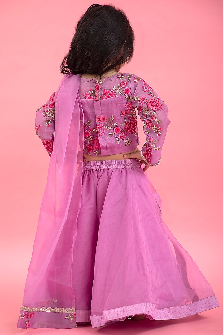 Lavender Organza & Silk Lehenga Set For Girls by Kirti Agarwal Pret n Couture at Pernia's Pop Up Shop