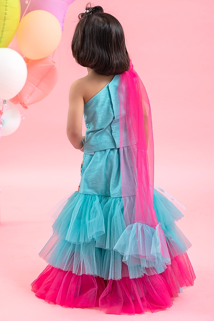Blue Net & Silk Embroidered Lehenga Set by Kirti Agarwal Pret n Couture at Pernia's Pop Up Shop
