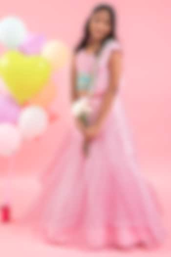 Pink Organza Lehenga Set For Girls by Kirti Agarwal Pret n Couture