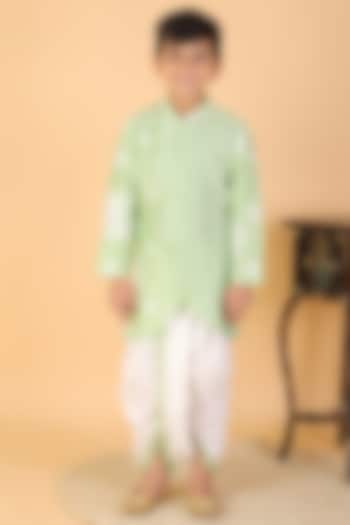White Chanderi Silk & Cotton Silk Embroidered Dhoti Set For Boys by  Kirti Agarwal Pret n Couture