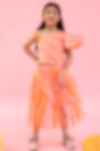 Orange Net Skirt Set For Girls by  Kirti Agarwal Pret n Couture at Pernia's Pop Up Shop